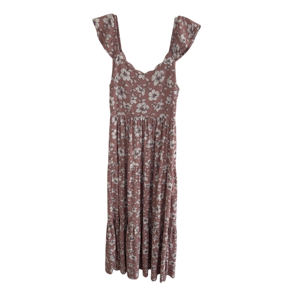 Monteau Los Angeles Dusty Rose & Cream Floral Maxi Dress – Size Small - Picture 4 of 7